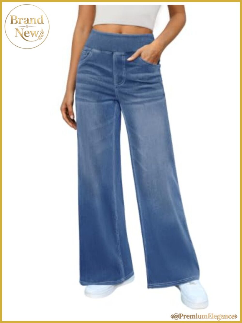 Stretchy Wide Leg Jeans High Waisted Denim Pants for Women